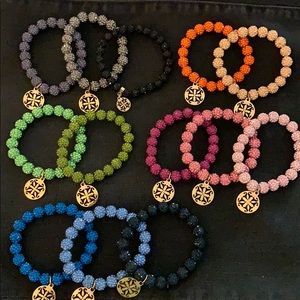 Rustic cuff elastic sparkle bracelets